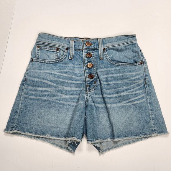 J.Crew High Rise Denim Shorts Sz 24 Button Fly Light Wash Cut Off Jorts Mallcore - Picture 1 of 8